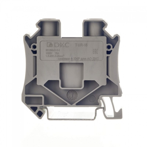 Клемма проходная винтовой зажим 2 точки подключения 16кв.мм сер. DKC TUR-16 TUR-16