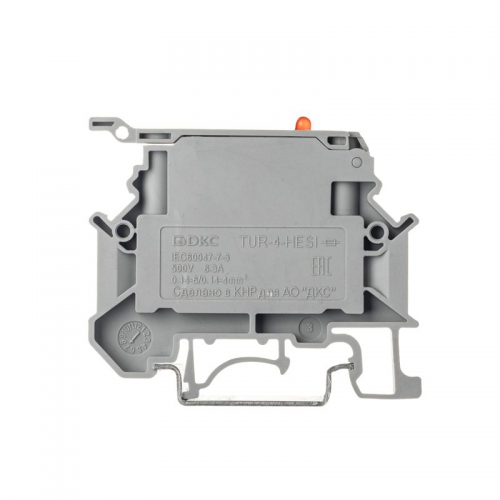 Клемма для предохранителя винтовой зажим 2 точки подключения индикация 250В 4кв.мм сер. DKC TUR-4-HESILED250 TUR-4-HESILED250