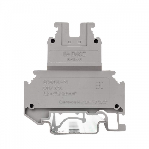 Клемма двухуровневая винтовой зажим 4 точки подключения 2.5кв.мм сер. DKC KRUK-3 KRUK-3