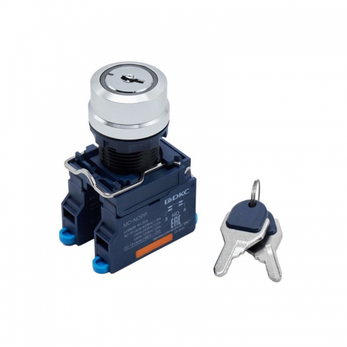 Головка переключателя с ключом на 2 положения с возвратом стандартная ручка алюм. черн. DKC M22S-KM2A M22S-KM2A