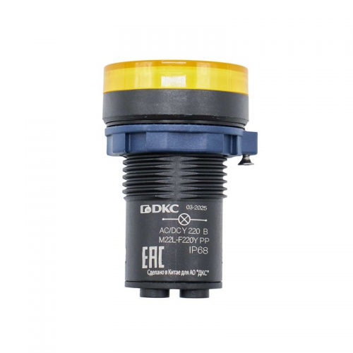 Индикатор сигнальный со встроенным диодом 220В желт. DKC M22L-F220YPP M22L-F220YPP