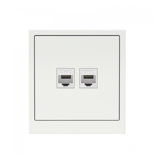 Розетка компьютерная 2-м KANT RJ45 кат.5E без шторки бел. магнолия DKC 7000664 7000664