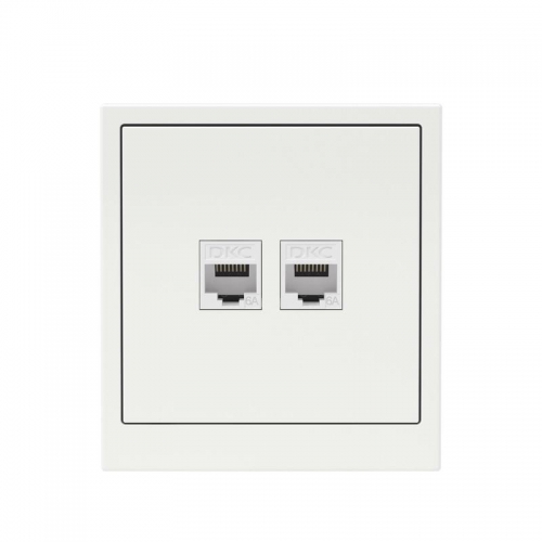 Розетка компьютерная 2-м KANT RJ45 кат.6A без шторки бел. магнолия DKC 7000674 7000674