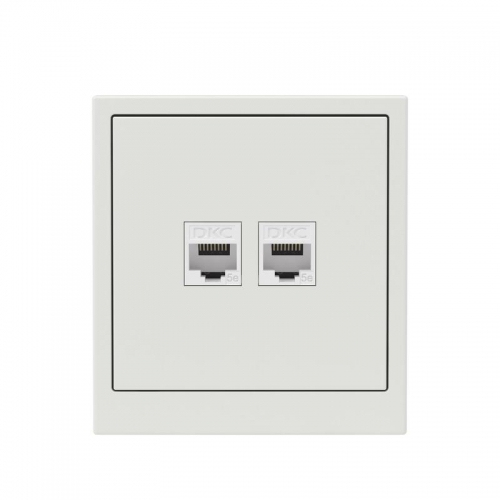 Розетка компьютерная 2-м KANT RJ45 кат.5E без шторки бел. песок DKC 7010664 7010664