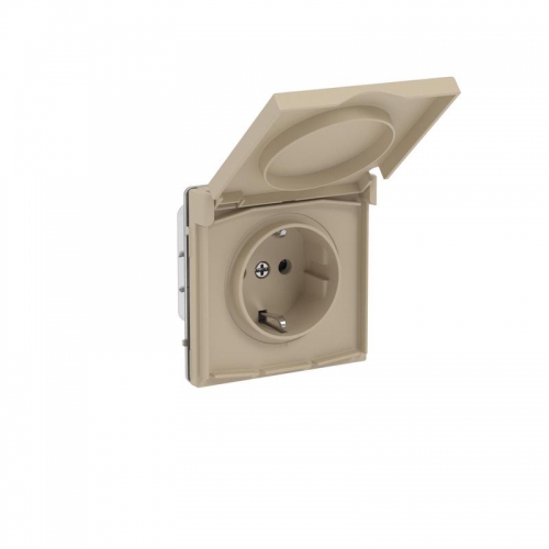Розетка силовая KANT IP44 2P+E защ. шторки с крышкой ванильн. марципан DKC 7015013 7015013