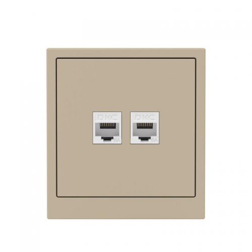 Розетка компьютерная 2-м KANT RJ45 кат.6A без шторки ванильн. марципан DKC 7015674 7015674
