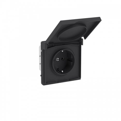 Розетка силовая KANT IP44 2P+E защ. шторки с крышкой черн. уголь DKC 7012013 7012013