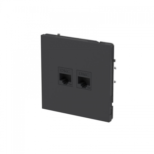 Розетка компьютерная 2-м KANT RJ45 кат.5E без шторки черн. уголь DKC 7012664 7012664