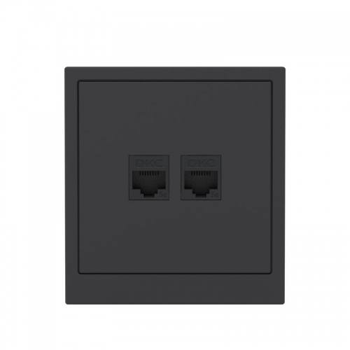 Розетка компьютерная 2-м KANT RJ45 кат.5E без шторки черн. уголь DKC 7012664 7012664