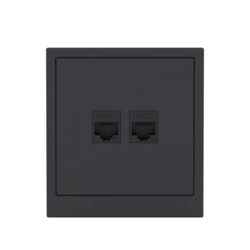 Розетка компьютерная 2-м KANT RJ45 кат.6A без шторки черн. уголь DKC 7012674 7012674