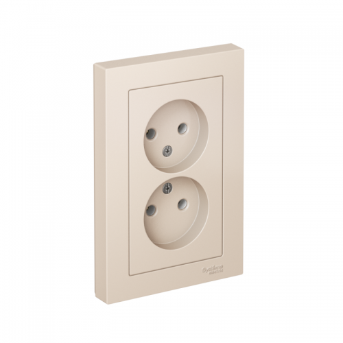 Розетка 2-м Atlas Design без заземл. 16А в сборе беж. SchE ATN000220 ATN000220