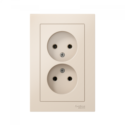 Розетка 2-м Atlas Design без заземл. 16А в сборе беж. SchE ATN000220 ATN000220
