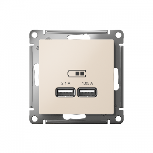 Механизм розетки USB Atlas Design 5В 1порт х 2.1А 2порта х 1.05А беж. SchE ATN000233 ATN000233