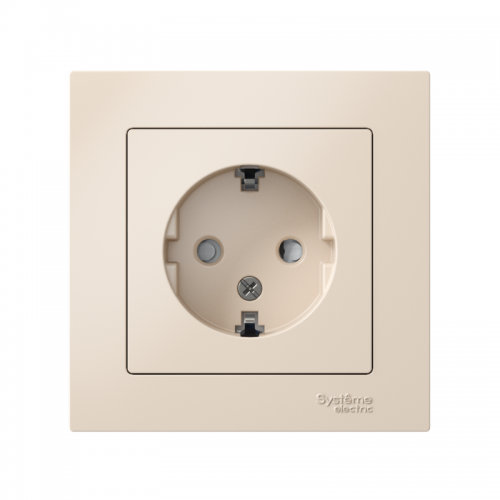 Розетка Atlas Design с заземл. защ. шторки 16А в сборе беж. SchE ATN000244 ATN000244