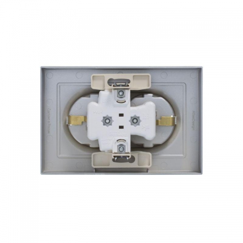 Розетка 2-м Atlas Design с заземл. 16А в сборе алюм. SchE ATN000324 ATN000324