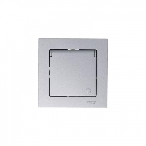 Механизм розетки 1-м СП AtlasDesign 16А IP20 с заземл. защ. шторки с крышкой алюм. SchE ATN000346 ATN000346