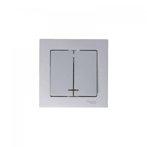 Механизм выключателя 2-кл. СП Atlas Design 10А IP20 (сх. 5а) 10AX с подсветкой алюм. SchE ATN000353 ATN000353