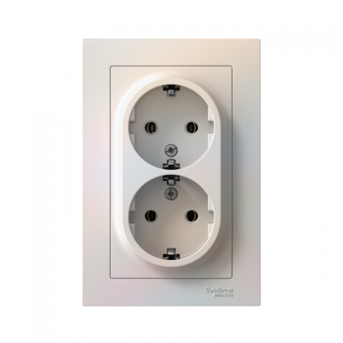 Розетка 2-м Atlas Design с заземл. 16А в сборе жемчуг SchE ATN000424 ATN000424