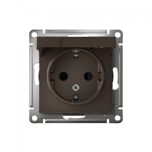 Розетка 1-м СП AtlasDesign 16А IP20 с заземл. защ. шторки с крышкой механизм мокко SchE ATN000646 ATN000646