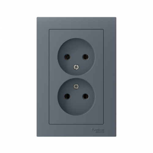Розетка 2-м Atlas Design без заземл. 16А в сборе грифель SchE ATN000720 ATN000720