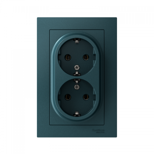 Розетка 2-м Atlas Design с заземл. 16А в сборе изумруд SchE ATN000824 ATN000824