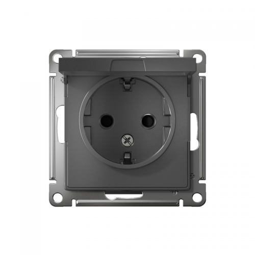 Механизм розетки 1-м СП AtlasDesign 16А IP20 с заземл. защ. шторки с крышкой сталь SchE ATN000946 ATN000946