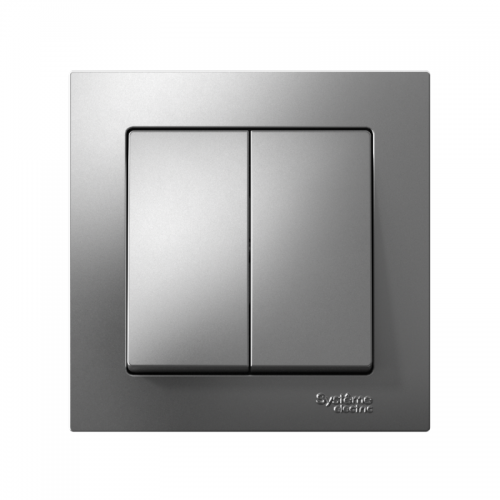 Выключатель 2-кл. СП AtlasDesign 10А IP20 (сх. 5) 10AX в сборе сталь SchE ATN000952 ATN000952