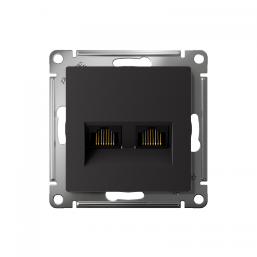 Механизм розетки компьютерной 2-м Atlas Design RJ45 + RJ45 кат.5e карбон SchE ATN001085 ATN001085