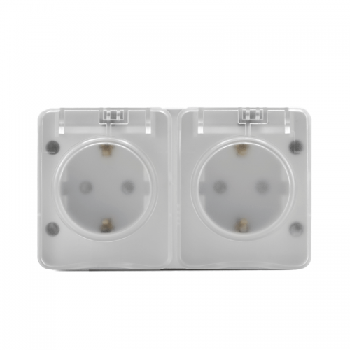 Розетка 2-м ОП AtlasDesign Profi54 16А IP54 250В с заземл. защ. шторки бел. SE ATN540126 ATN540126