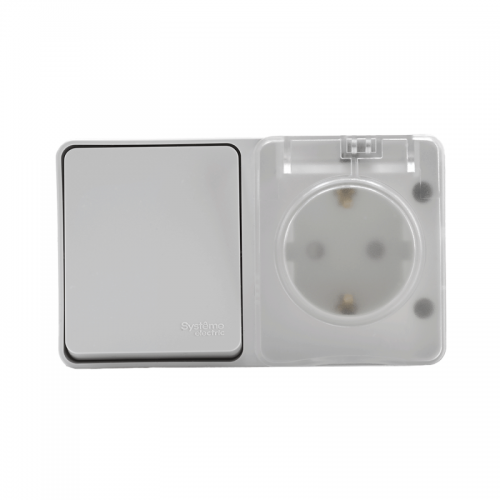 Блок ОП AtlasDesign Profi54 (розетка 16А 250В с заземл. защ. шторки + 1-кл. выкл. 10А) IP54 бел. SE ATN540170 ATN540170