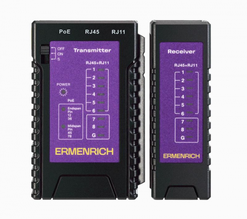 Тестер кабельный NetGeeks NP10 фиолет. Ermenrich 85300 85300