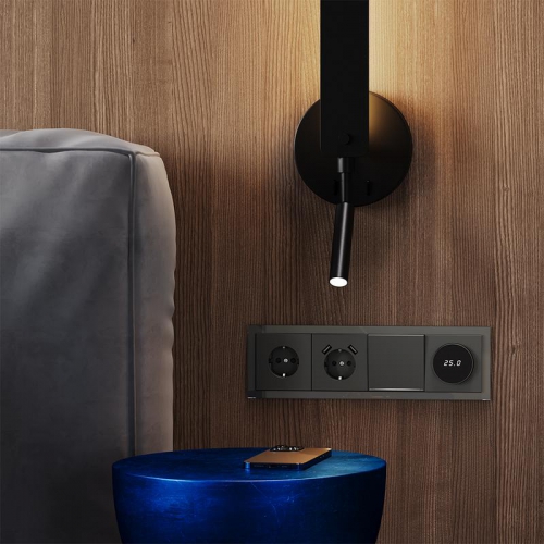 Выключатель 1-кл СП S70 10А с подсветкой механизм титан Voltum VLS010206 VLS010206