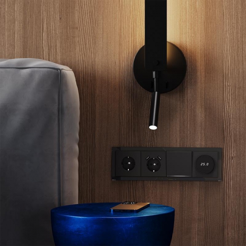 Выключатель 1-кл СП S70 10А с подсветкой механизм черн. матов. Voltum VLS010208 VLS010208