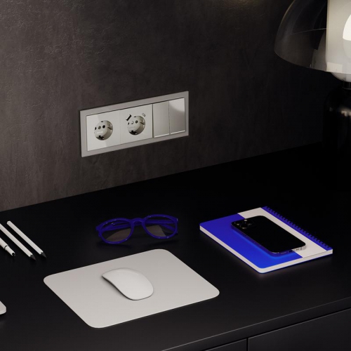 Выключатель 2-кл. СП S70 10А с подсветкой механизм шелк Voltum VLS020204 VLS020204