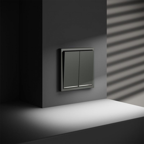 Выключатель 2-кл. СП S70 10А с подсветкой механизм титан Voltum VLS020206 VLS020206