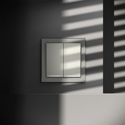 Переключатель проходной 2-кл. СП S70 10А с подсветкой механизм сталь Voltum VLS020405 VLS020405