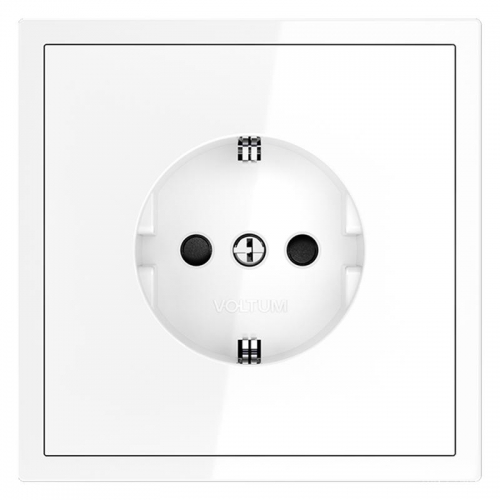 Розетка 1-м СП S70 16А с заземл. защ. шторки механизм бел. глянцевый Voltum VLS040201 VLS040201