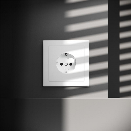 Розетка 1-м СП S70 16А с заземл. защ. шторки механизм бел. матов. Voltum VLS040202 VLS040202