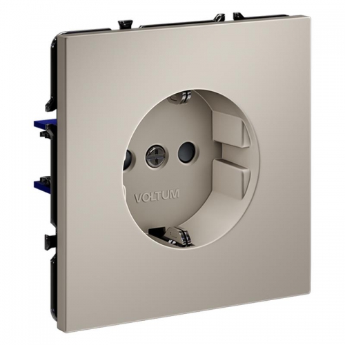 Розетка 1-м СП S70 16А с заземл. защ. шторки механизм кашемир Voltum VLS040203 VLS040203
