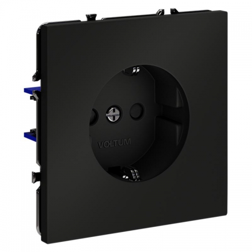 Розетка 1-м СП S70 16А с заземл. защ. шторки механизм черн. матов. Voltum VLS040208 VLS040208