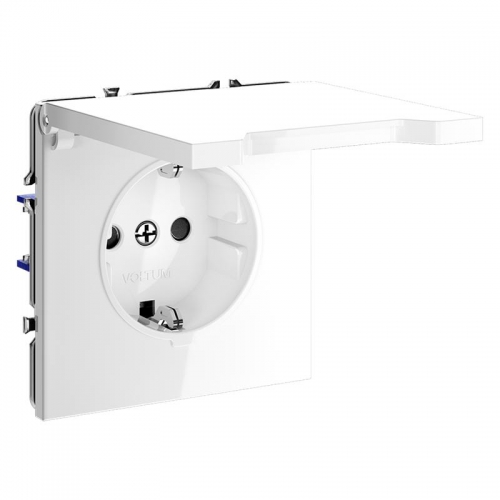 Розетка 1-м СП S70 16А с заземл. защ. шторки + крышка механизм бел. глянцевый Voltum VLS040301 VLS040301