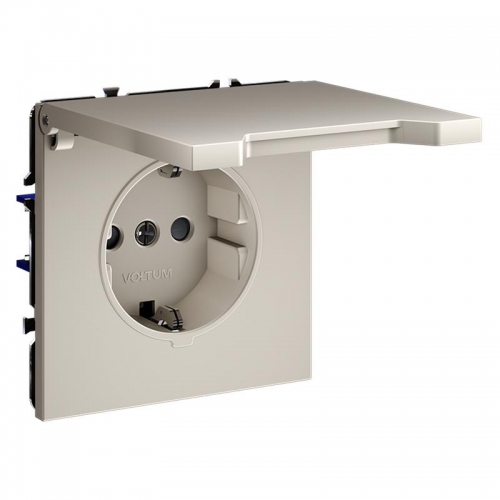 Розетка 1-м СП S70 16А с заземл. защ. шторки + крышка механизм кашемир Voltum VLS040303 VLS040303