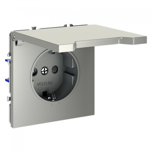 Розетка 1-м СП S70 16А с заземл. защ. шторки + крышка механизм сталь Voltum VLS040305 VLS040305