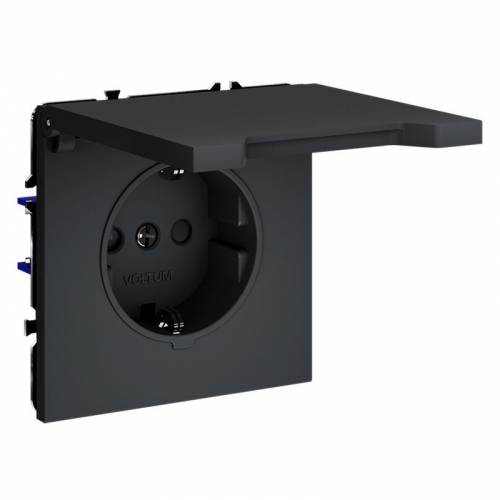 Розетка 1-м СП S70 16А с заземл. защ. шторки + крышка механизм графит Voltum VLS040307 VLS040307