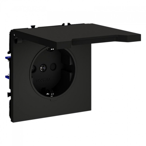 Розетка 1-м СП S70 16А с заземл. защ. шторки + крышка механизм черн. матов. Voltum VLS040308 VLS040308