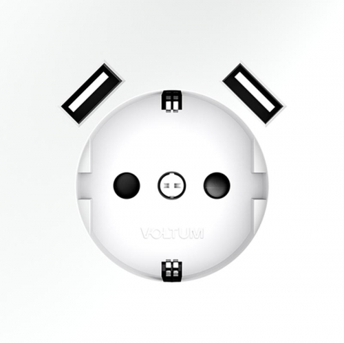 Розетка 1-м СП S70 16А с USB A+A с заземл. защ. шторки механизм бел. матов. Voltum VLS040402 VLS040402