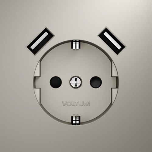 Розетка 1-м СП S70 16А с USB A+A с заземл. защ. шторки механизм кашемир Voltum VLS040403 VLS040403