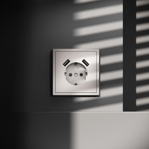 Розетка 1-м СП S70 16А с USB A+A с заземл. защ. шторки механизм кашемир Voltum VLS040403 VLS040403