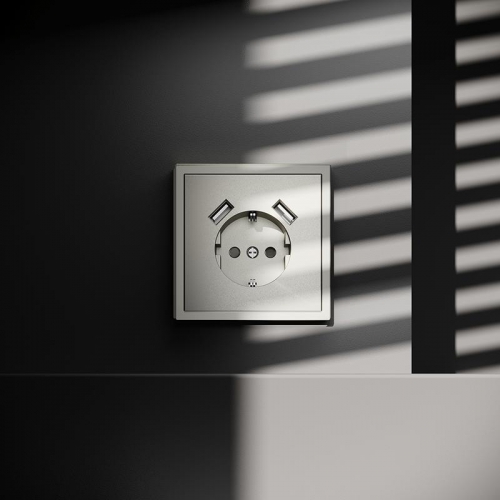 Розетка 1-м СП S70 16А с USB A+A с заземл. защ. шторки механизм шелк Voltum VLS040404 VLS040404