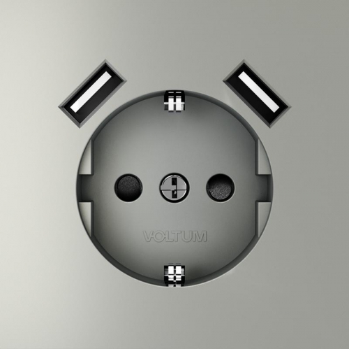 Розетка 1-м СП S70 16А с USB A+A с заземл. защ. шторки механизм сталь Voltum VLS040405 VLS040405